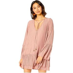 Free People Can’t Help It Pleated Dusty Pink Mini Dress Size Medium